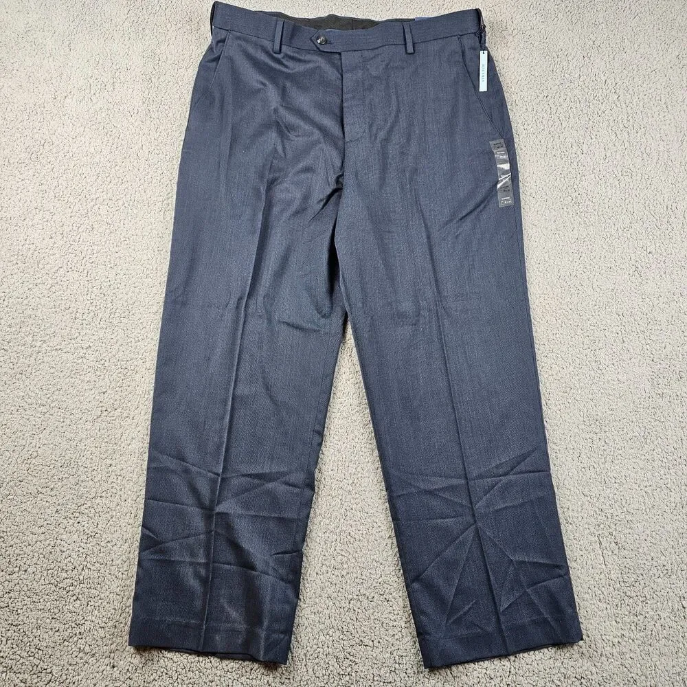 Croft & Barrow Pants Mens 38x29* Blue Flat Front Comfort Classic Fit Dress Slack